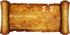 Rigler Hajna névjegykártya